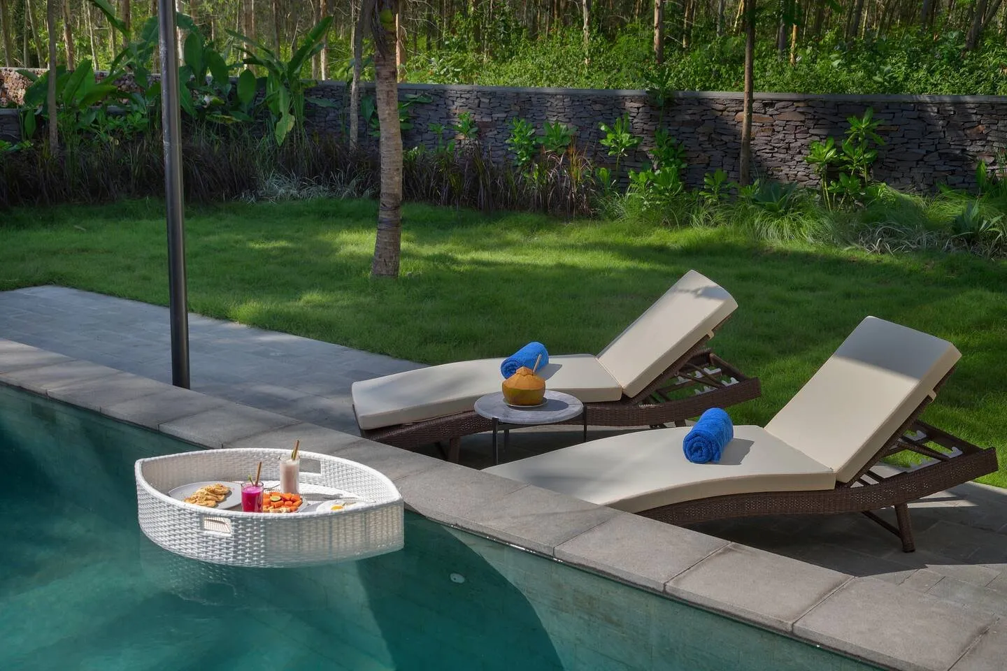 Villa Selong Belanak terrace with sun loungers
